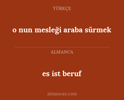 o nun mesleği araba sürmek - es ist beruf