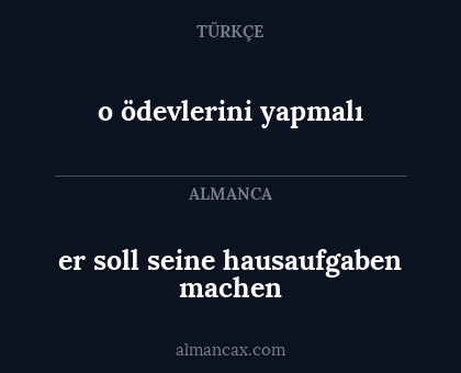 er soll seine hausaufgaben machen - o ödevlerini yapmalı