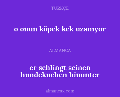 o onun köpek kek uzanıyor - er schlingt seinen hundekuchen hinunter