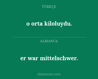 er war mittelschwer. - o orta kiloluydu.