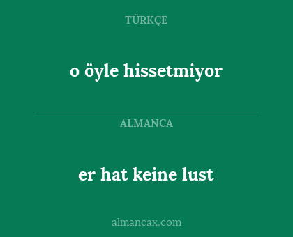 er hat keine lust - o öyle hissetmiyor