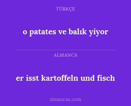o patates ve balık yiyor - er isst kartoffeln und fisch