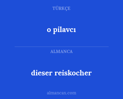 o pilavcı - dieser reiskocher