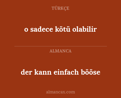 o sadece kötü olabilir - der kann einfach bööse
