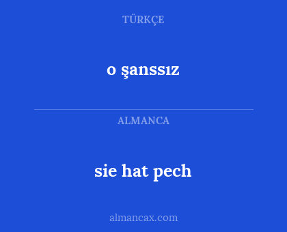 sie hat pech - o şanssız