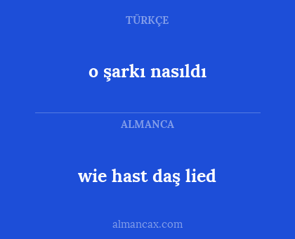 o şarkı nasıldı - wie hast daş lied