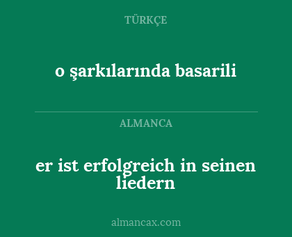 er ist erfolgreich in seinen liedern - o şarkılarında basarili