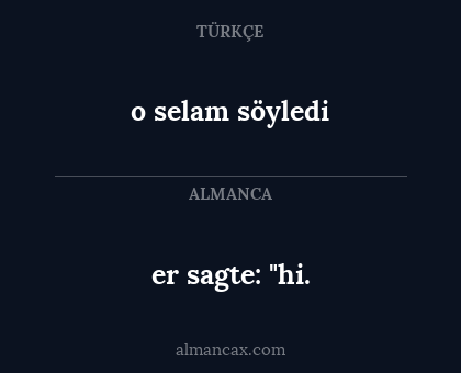 o selam söyledi - er sagte: "hi.