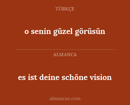 es ist deine schöne vision - o senin güzel görüsün