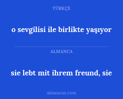 sie lebt mit ihrem freund, sie - o sevgilisi ile birlikte yaşıyor