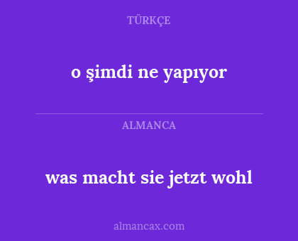 was macht sie jetzt wohl - o şimdi ne yapıyor