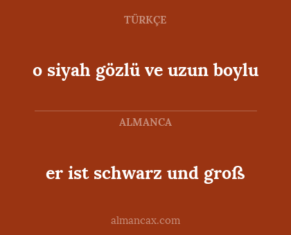 er ist schwarz und groß - o siyah gözlü ve uzun boylu