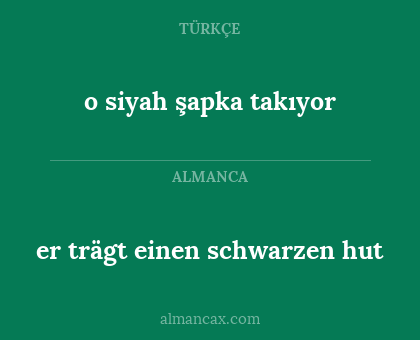 o siyah şapka takıyor - er trägt einen schwarzen hut