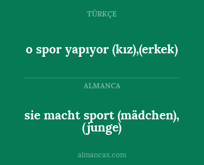 sie macht sport (mädchen), (junge) - o spor yapıyor (kız),(erkek)