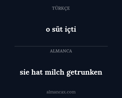 o süt içti - sie hat milch getrunken