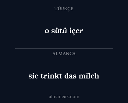 o sütü içer - sie trinkt das milch