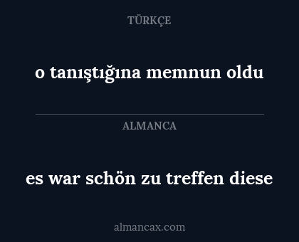 es war schön zu treffen diese - o tanıştığına memnun oldu