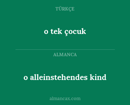 o tek çocuk - o alleinstehendes kind