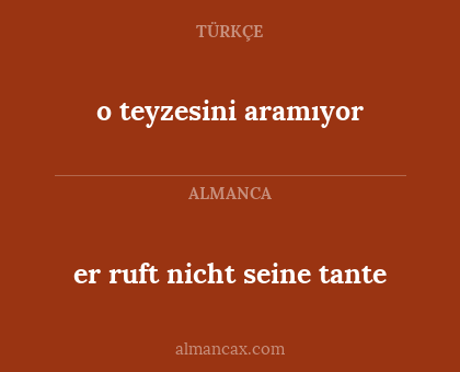 er ruft nicht seine tante - o teyzesini aramıyor