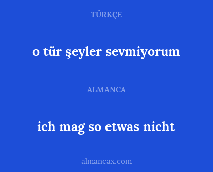 o tür şeyler sevmiyorum - ich mag so etwas nicht