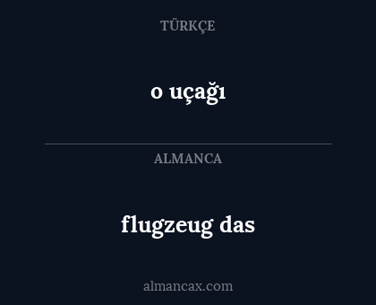 flugzeug das - o uçağı