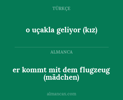 er kommt mit dem flugzeug (mädchen) - o uçakla geliyor (kız)