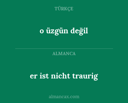 o üzgün değil - er ist nicht traurig