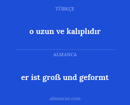 o uzun ve kalıplıdır - er ist groß und geformt