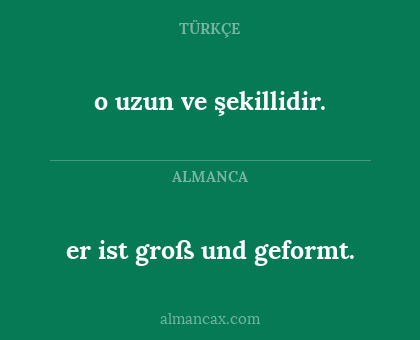 er ist groß und geformt. - o uzun ve şekillidir.