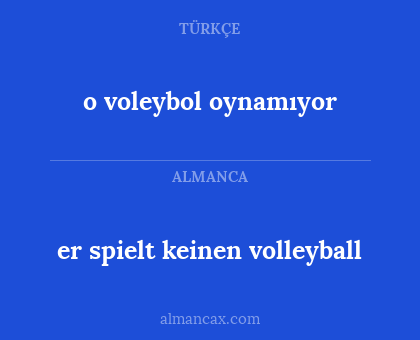 er spielt keinen volleyball - o voleybol oynamıyor