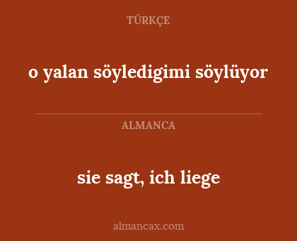 sie sagt, ich liege - o yalan söyledigimi söylüyor
