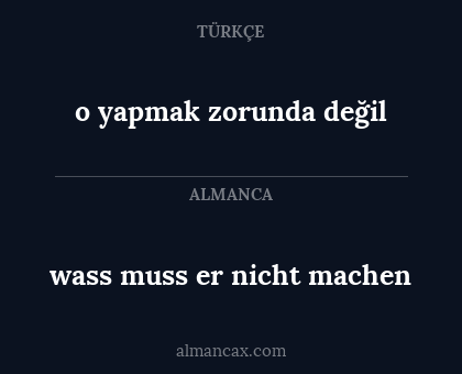 o yapmak zorunda değil - wass muss er nicht machen