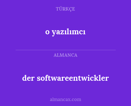 der softwareentwickler - o yazılımcı