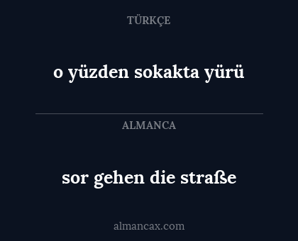 sor gehen die straße - o yüzden sokakta yürü