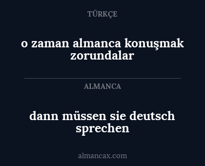 o zaman almanca konuşmak zorundalar - dann müssen sie deutsch sprechen