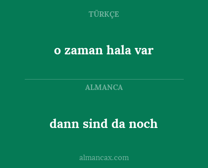 o zaman hala var - dann sind da noch