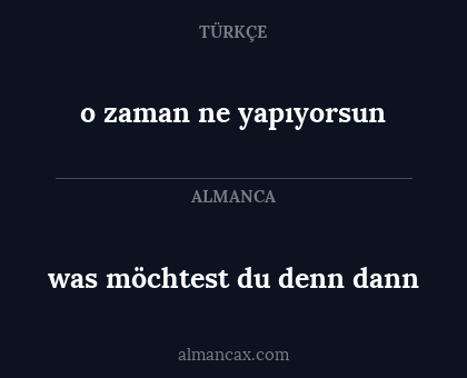 o zaman ne yapıyorsun - was möchtest du denn dann