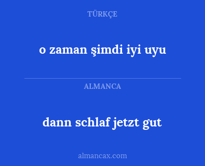 o zaman şimdi iyi uyu - dann schlaf jetzt gut