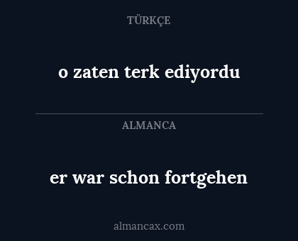 o zaten terk ediyordu - er war schon fortgehen