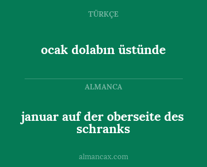 ocak dolabın üstünde - januar auf der oberseite des schranks