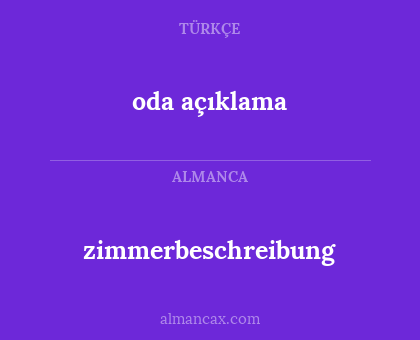 oda açıklama - zimmerbeschreibung