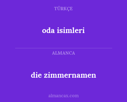 oda isimleri - die zimmernamen