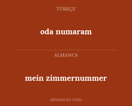 oda numaram - mein zimmernummer