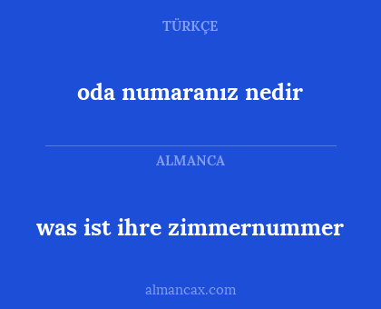 oda numaranız nedir - was ist ihre zimmernummer