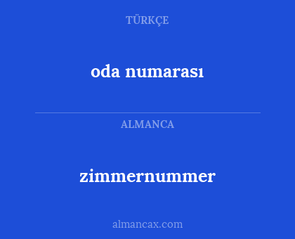 zimmernummer - oda numarası