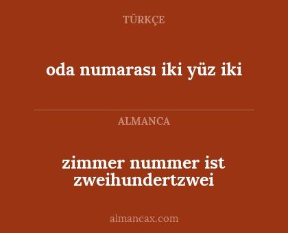 oda numarası iki yüz iki - zimmer nummer ist zweihundertzwei