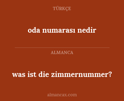 oda numarası nedir - was ist die zimmernummer?