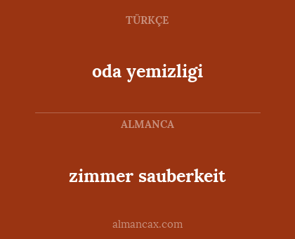 zimmer sauberkeit - oda yemizligi
