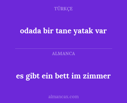 es gibt ein bett im zimmer - odada bir tane yatak var