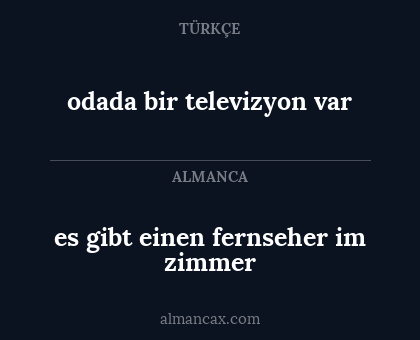 es gibt einen fernseher im zimmer - odada bir televizyon var